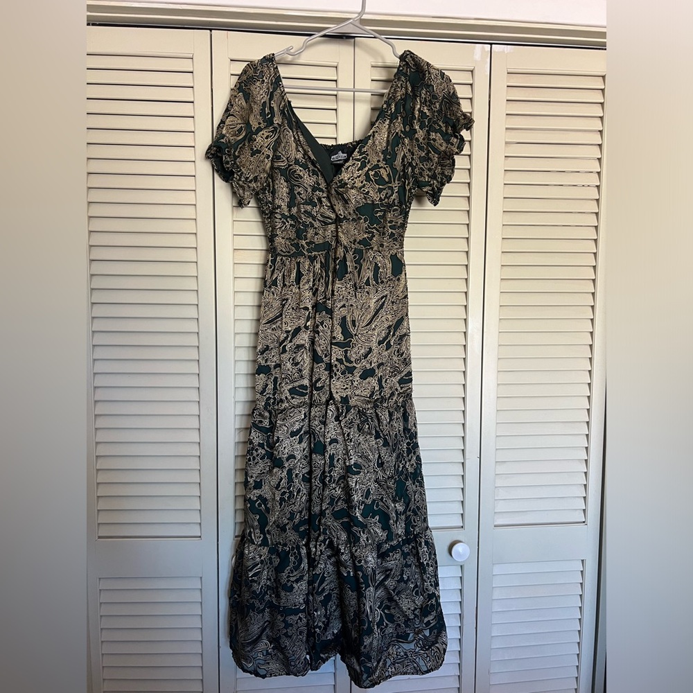 Angie Emerald and Gold Long Dress